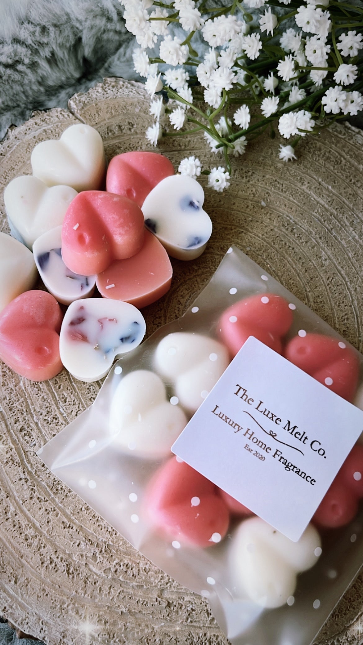 Strawberry & Lily Wax Melt Hearts