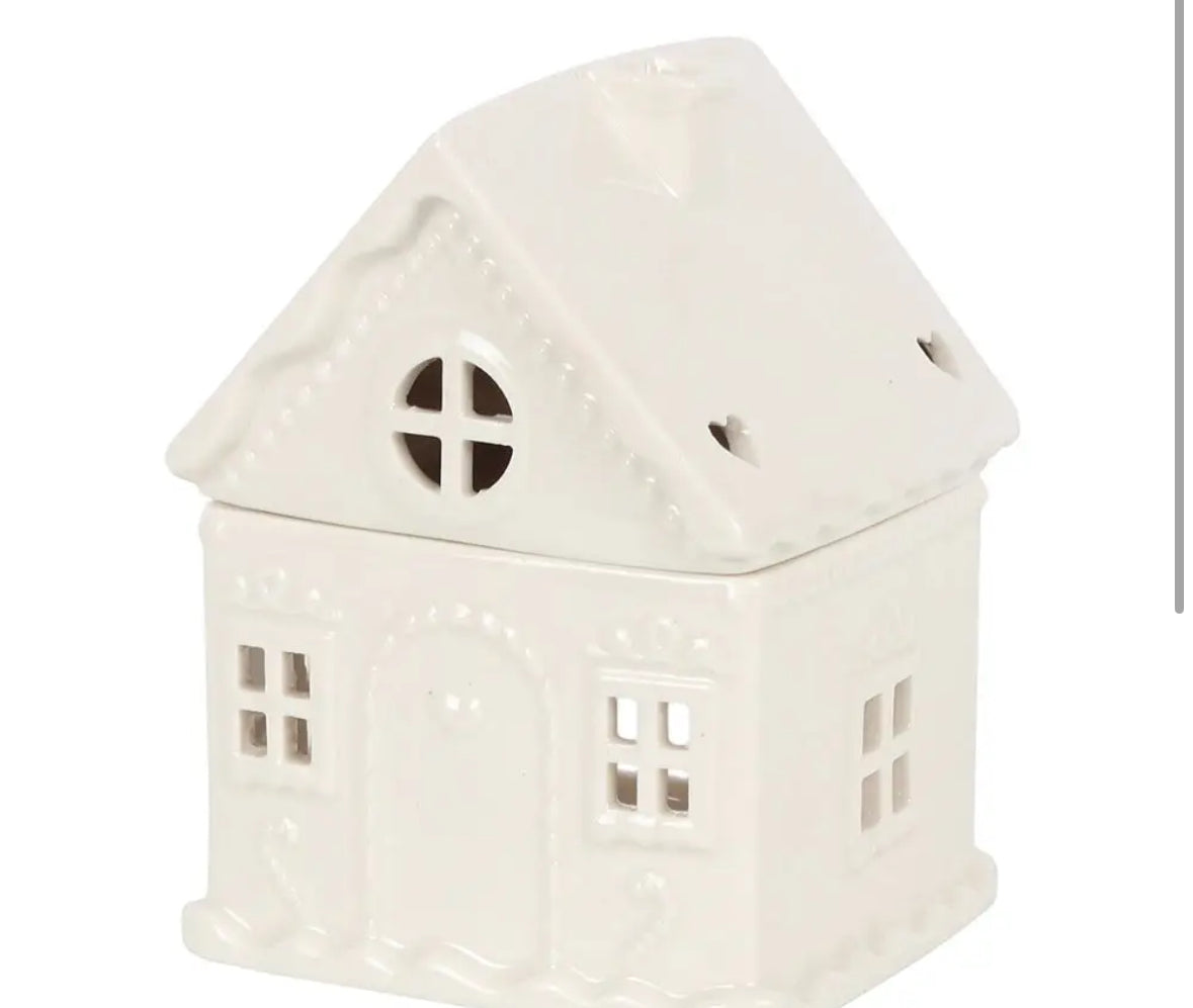 Gingerbread House Wax Burner ( White )