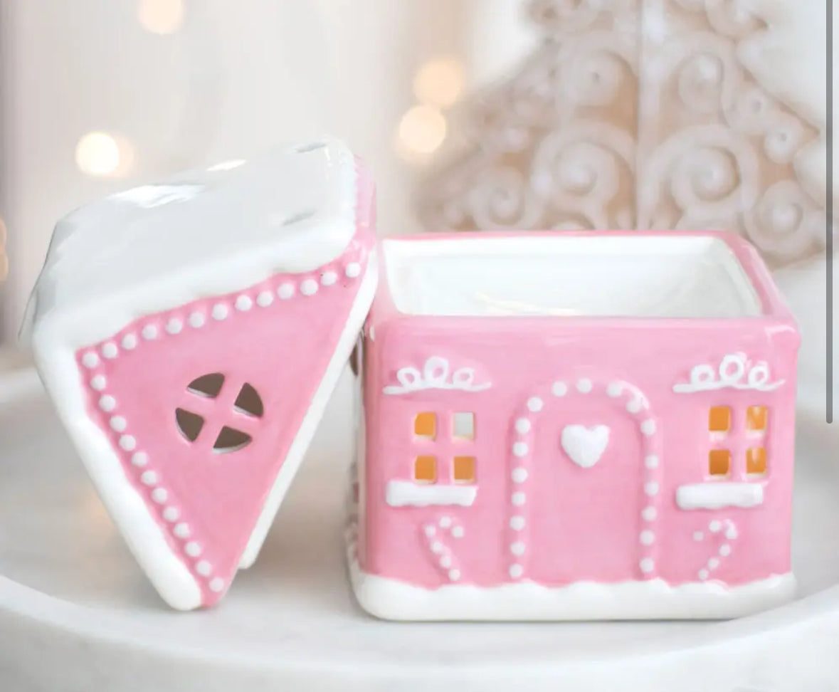 Gingerbread House Wax Burner ( Pink )