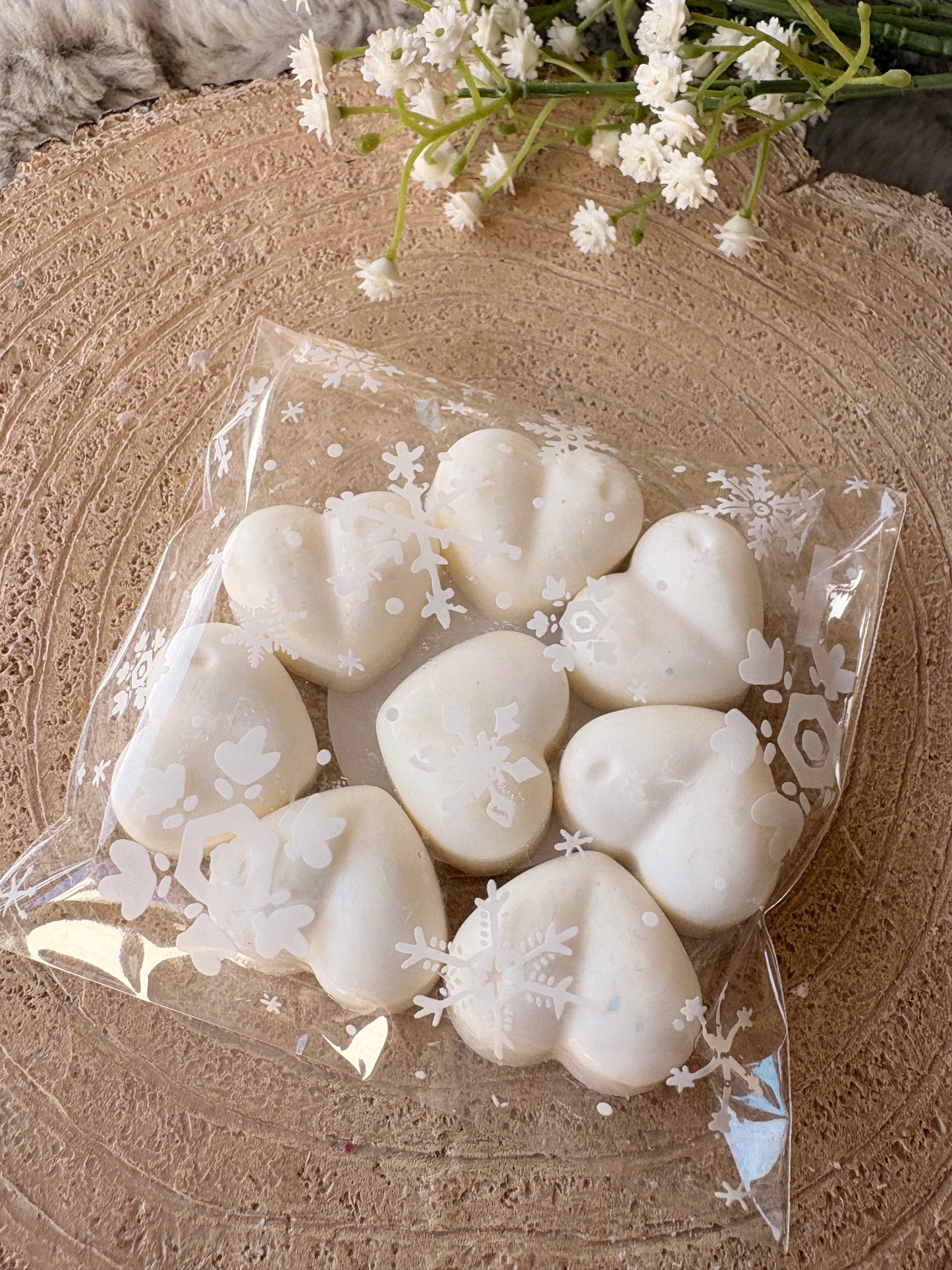 Cotton Fluff Wax Hearts