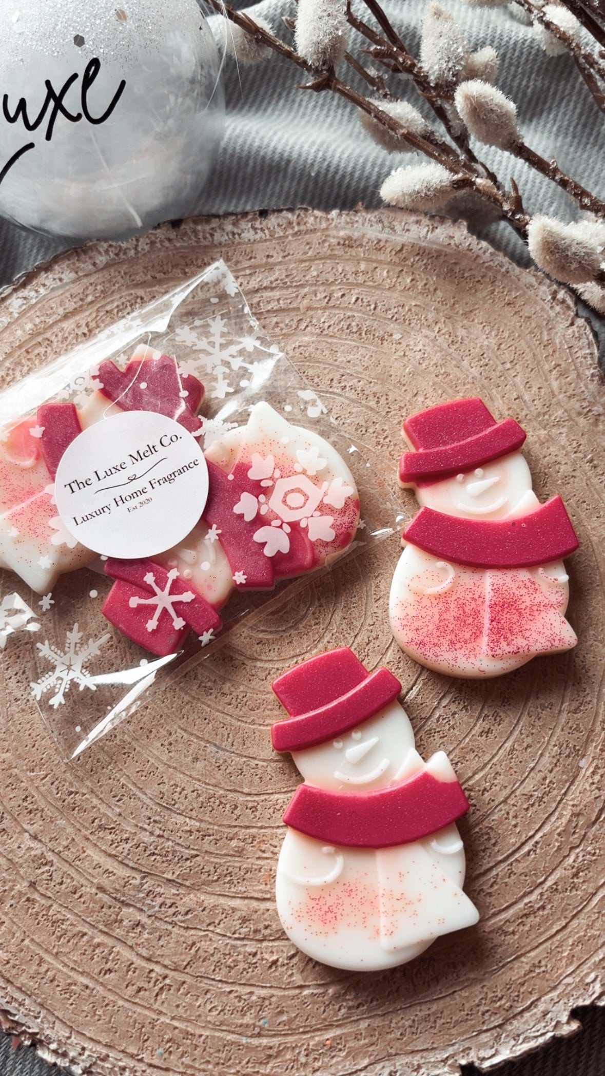 Candy Cane & Vanilla Wax Melt Snowmen